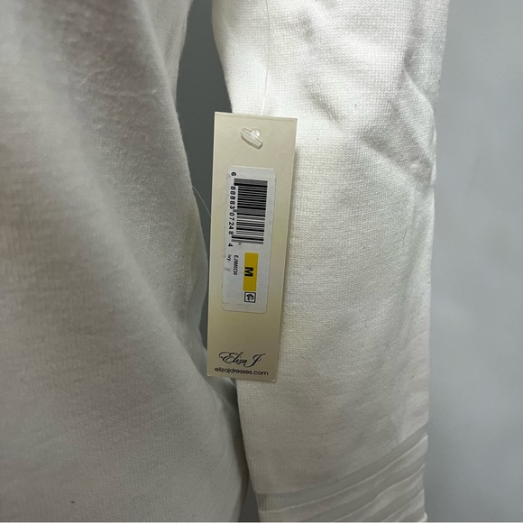 Eliza J Ivory Mesh Insert 3/4 Sleeves Knit Top- New With Tag - Size Medium - Picture 13 of 14